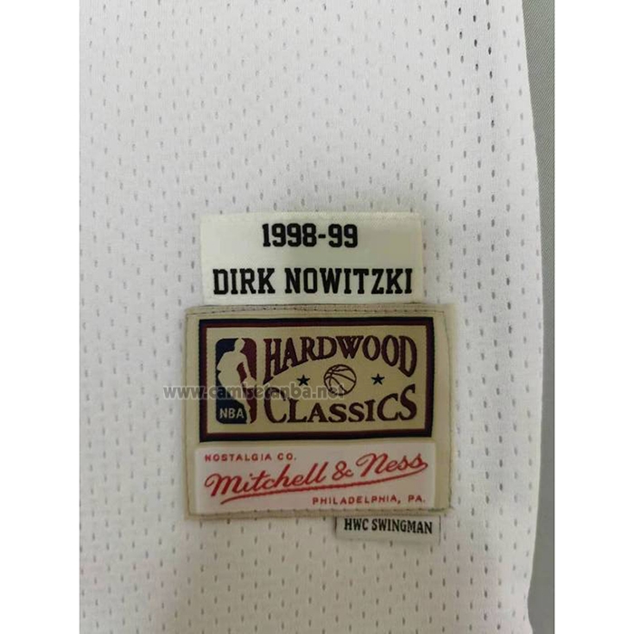 Camiseta Dallas Mavericks Dirk Nowitzki #41 Mitchell & Ness 1998-99 Blanco